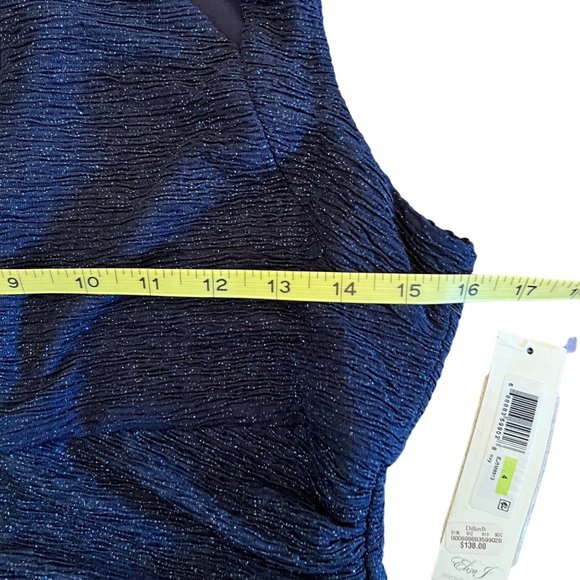 Eliza J NWT Navy Blue Sleeveless Ruched Cutout Keyhole Neck Sparkle Dress Size 4 - Picture 3 of 10